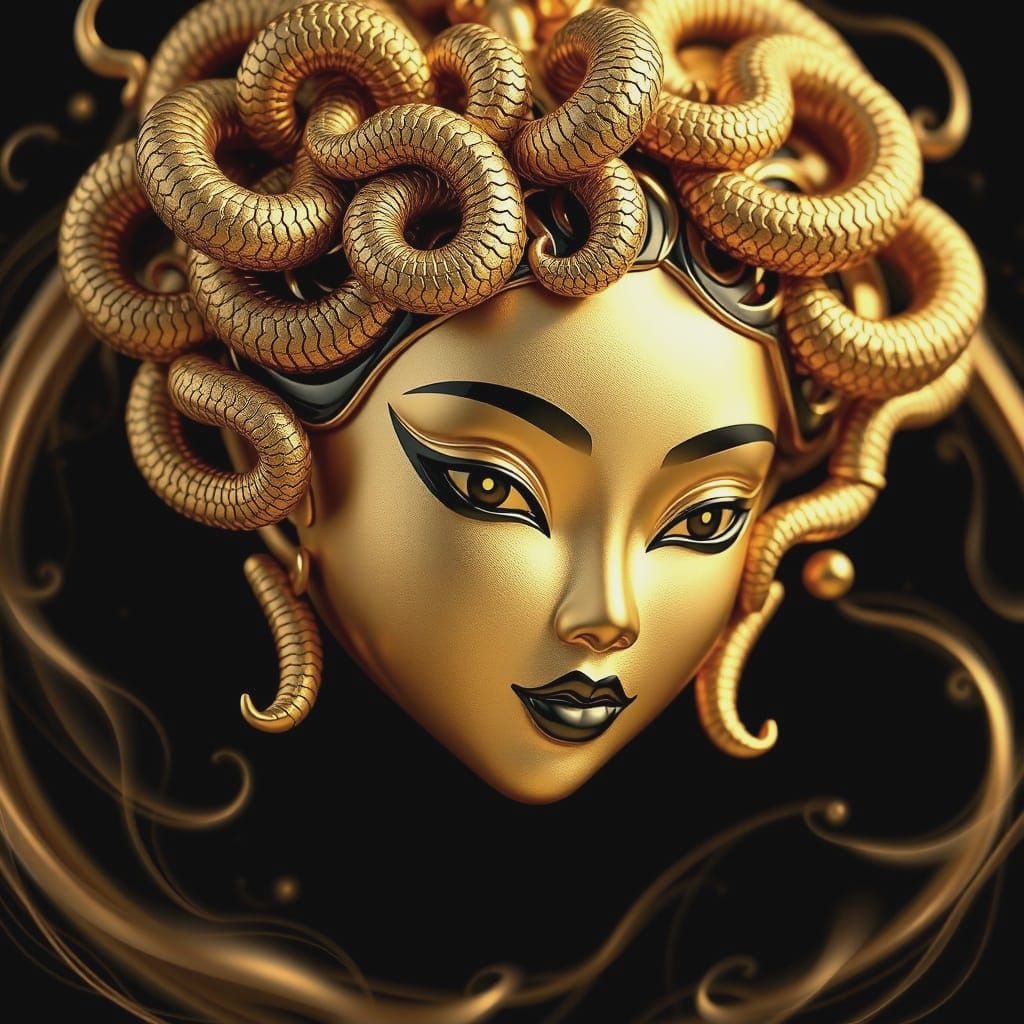 Asian Goddess Gold Pendant in Fantastical Detail