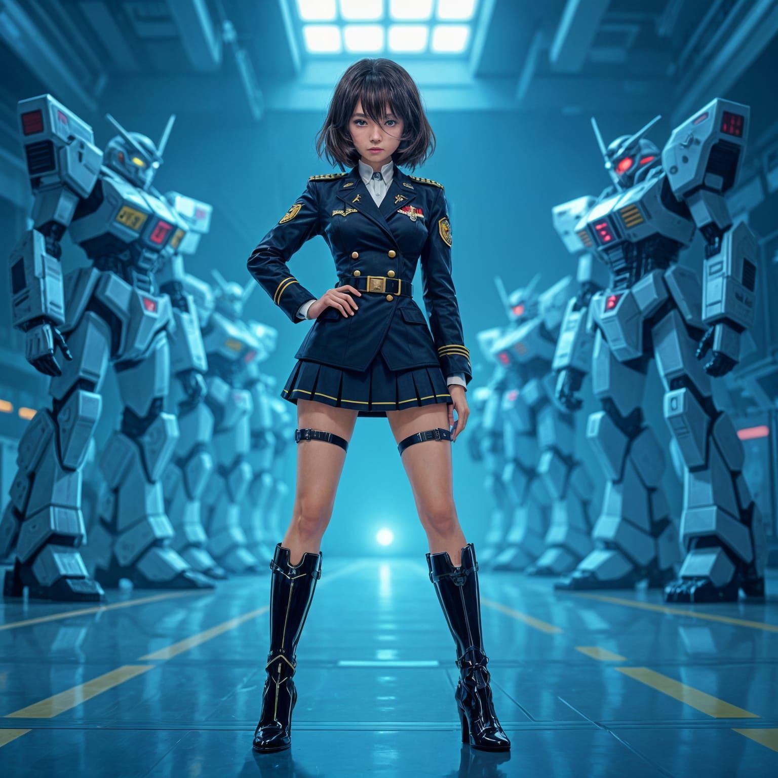 Anime Mecha Pilot in Stylized Uniform