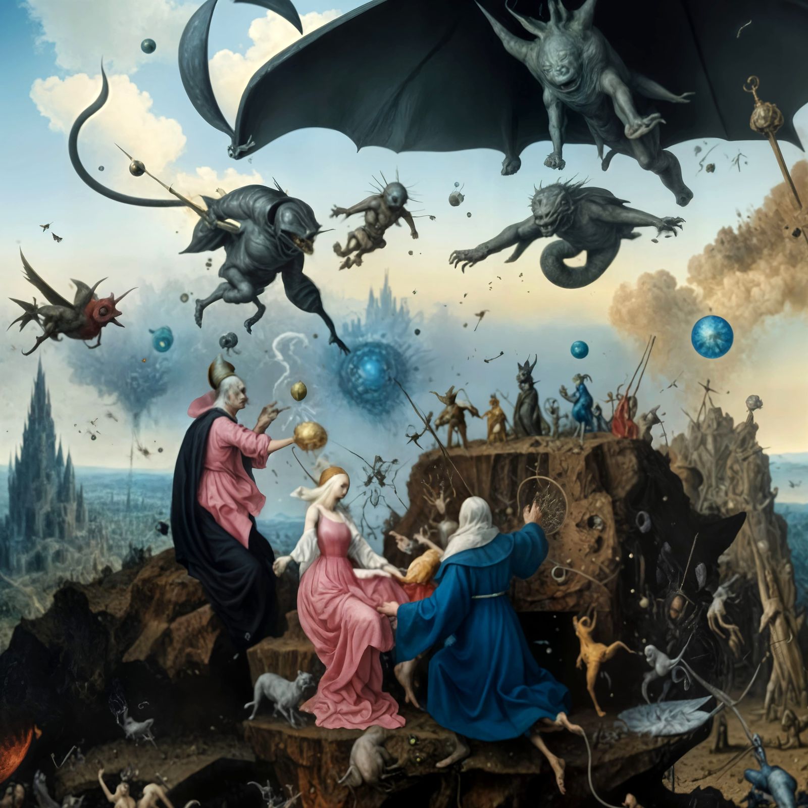 Magician in Pink with a black cloak trying to cast a defensive spell yells to his cohort:
"I didn't know they had and Ai...