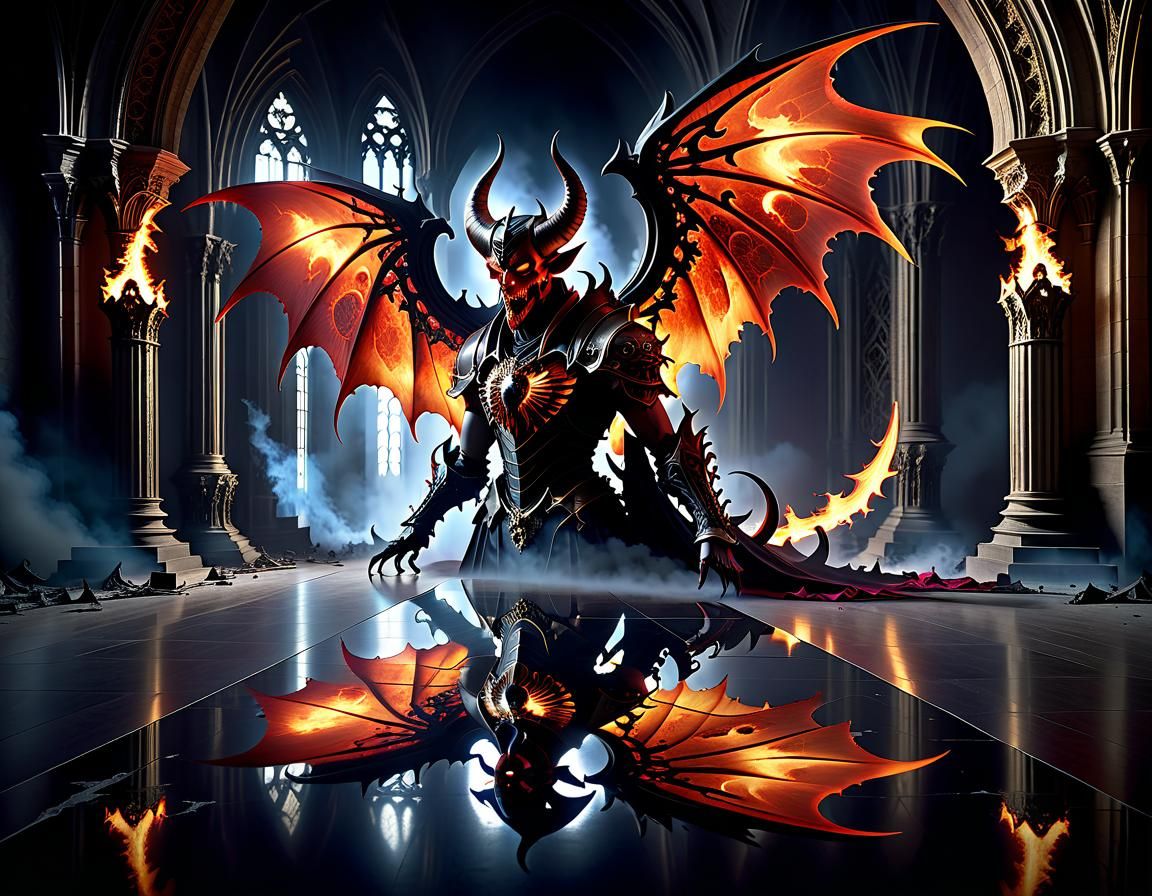 Otherworldly Demon Reflected in Gothic Mirror