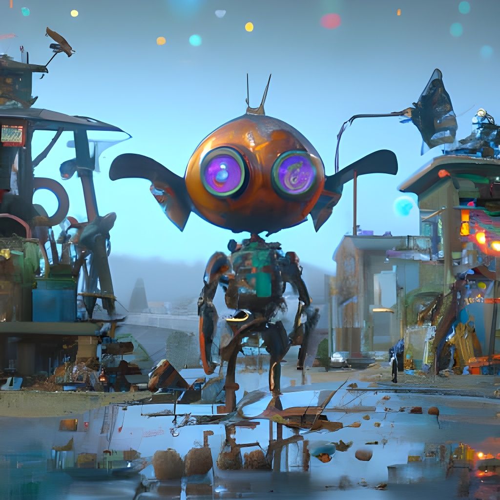 Detailed Matte Painting of a Tiny Robot