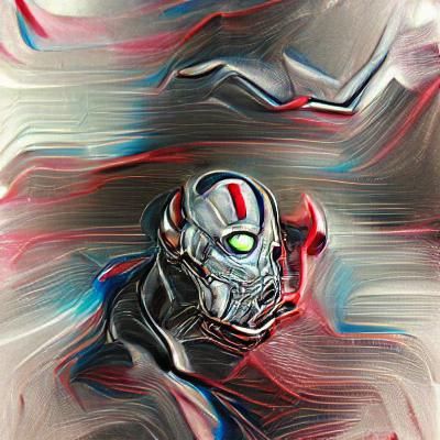 Menacing AI Robot with Glowing Red Eyes