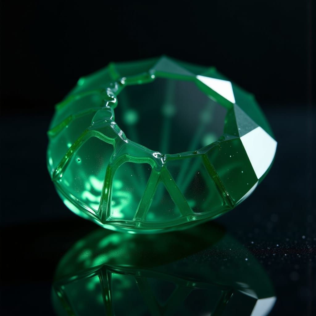 Emerald Gemstone in Art Nouveau Style