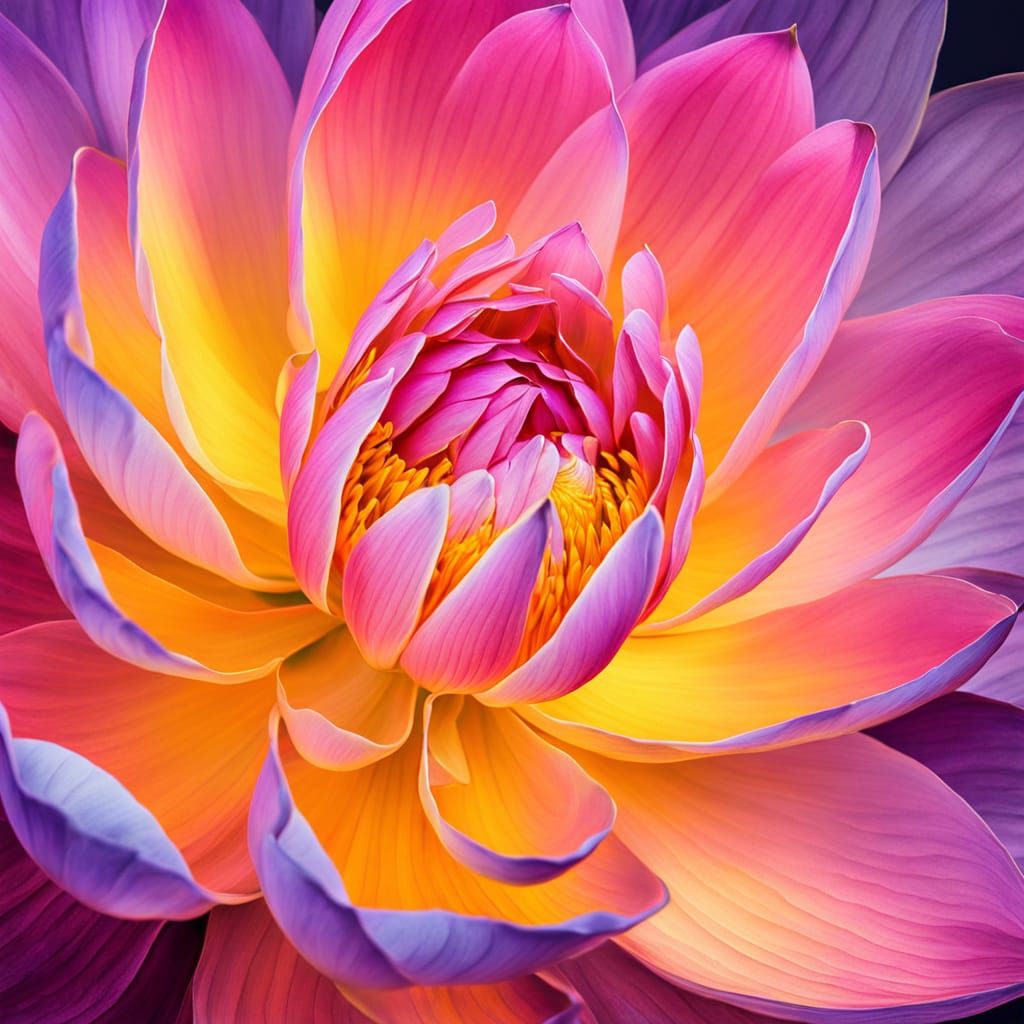 Surreal Lotus Bloom in Vibrant Oil Painting