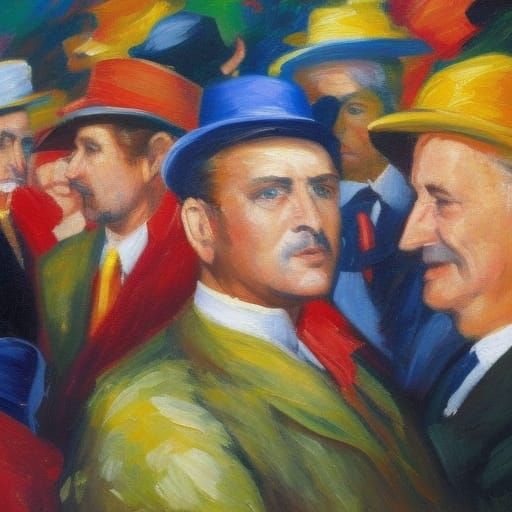 Devilish Politician at Convention: Expressionist Oil Paintin...