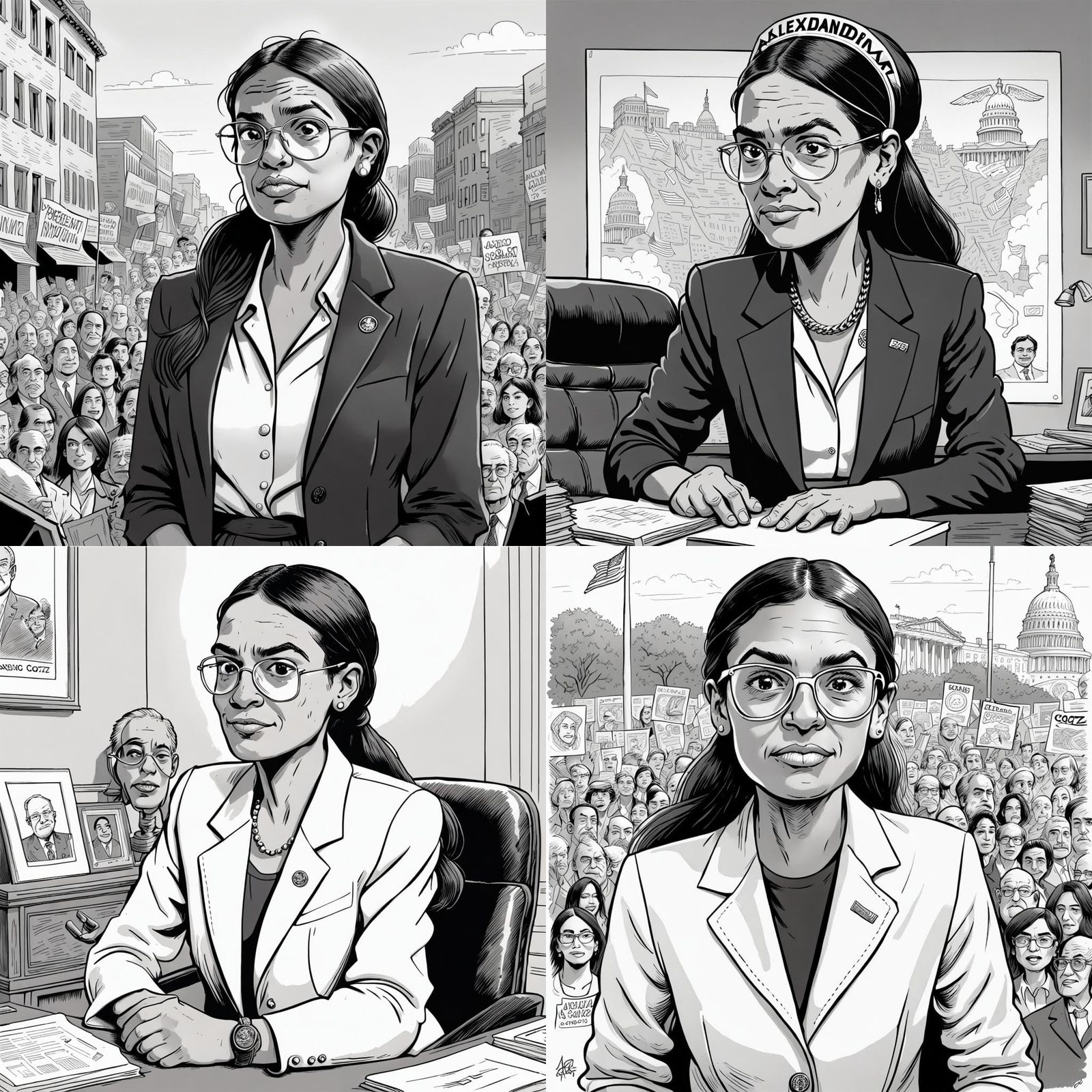 AOC as President in Comic Book Style