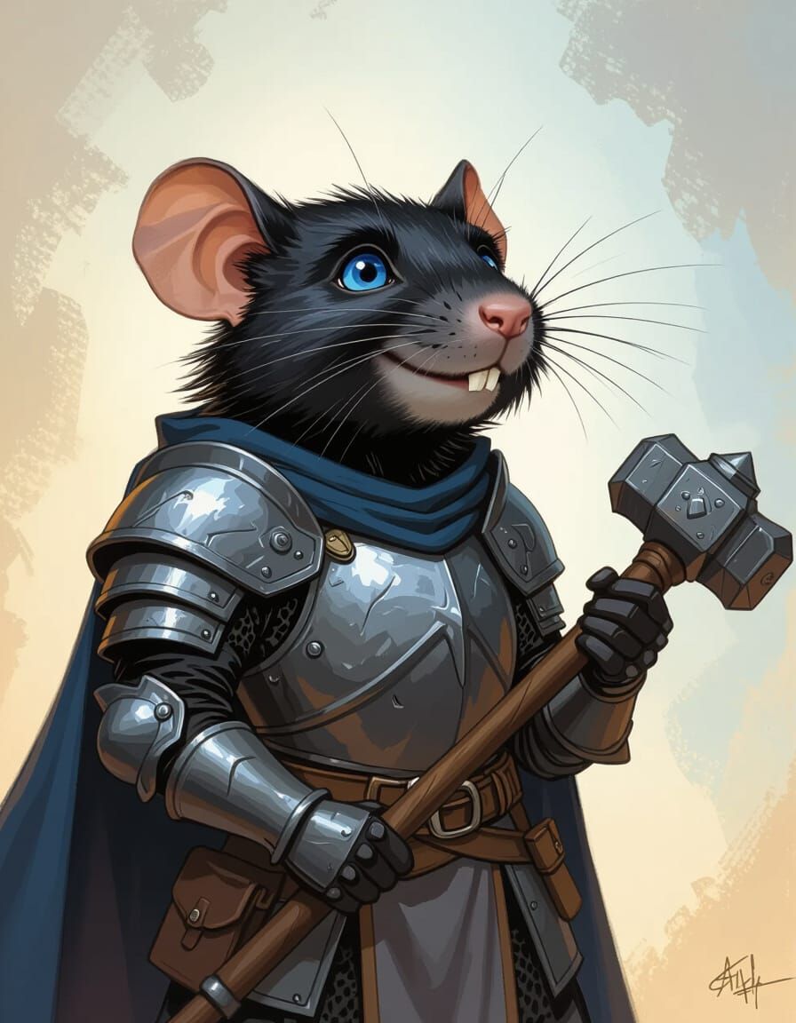Rat Paladin in Armor, Comic Book Art