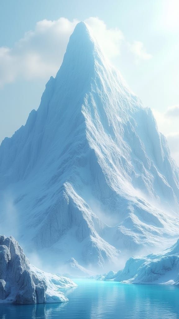 Ethereal Glacier Mountain Illuminated by Celestial Light