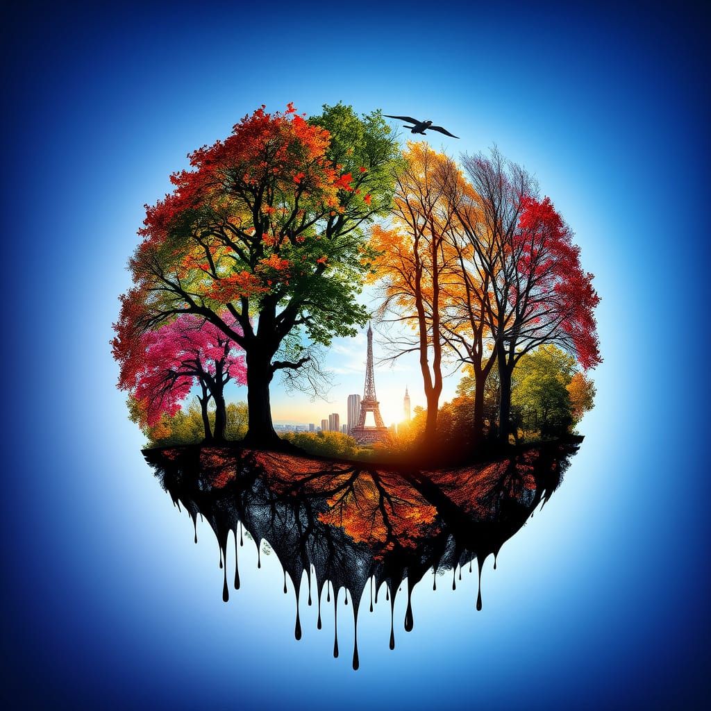 Surreal Silhouette of the Globe in Double Exposure