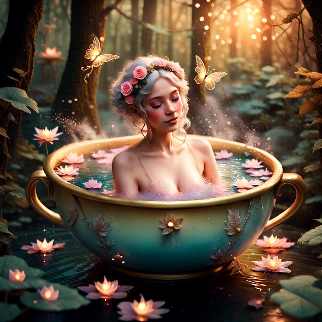 Fairy Hot Tub in Whimsical Forest