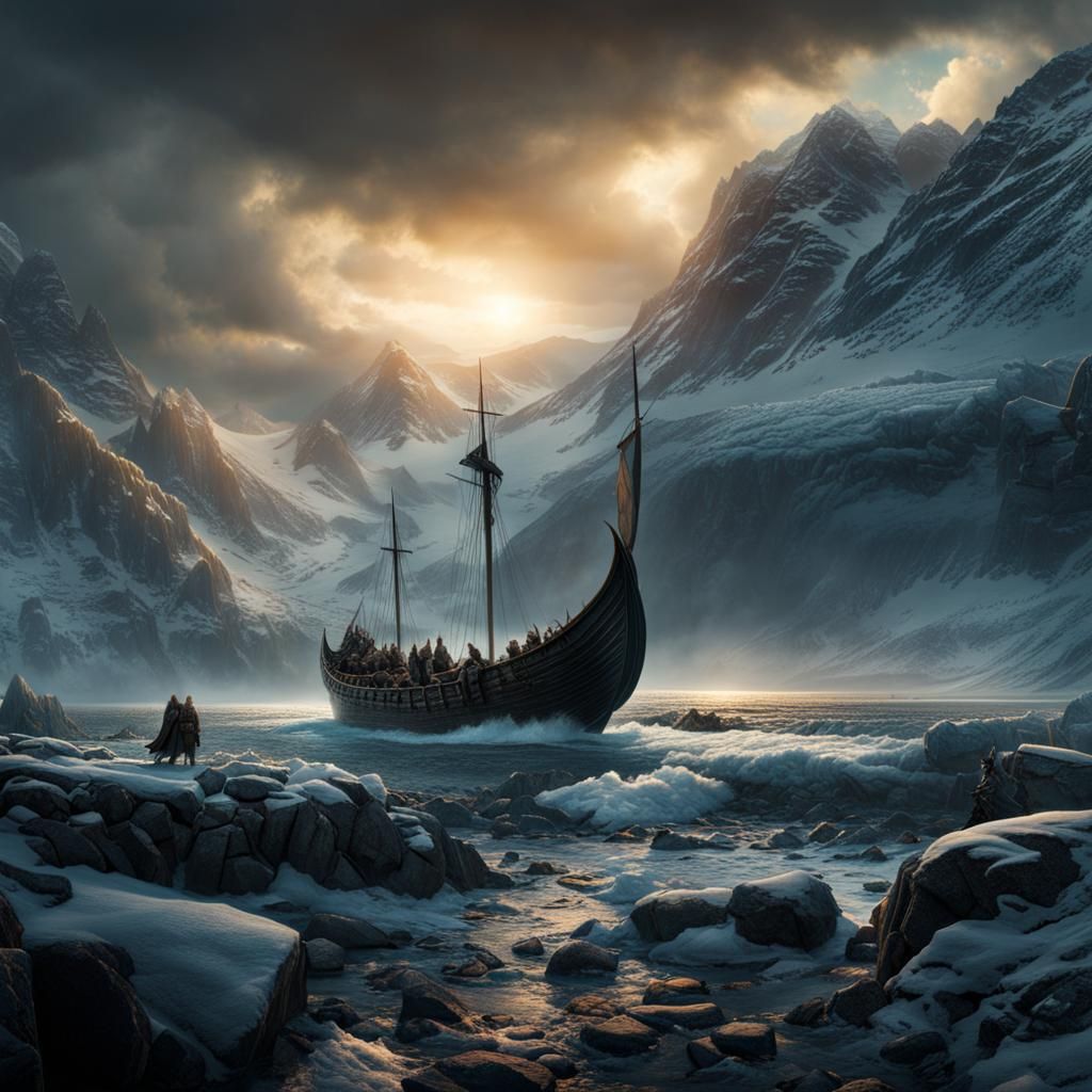 Epic Viking Drakkar Digital Matte Painting