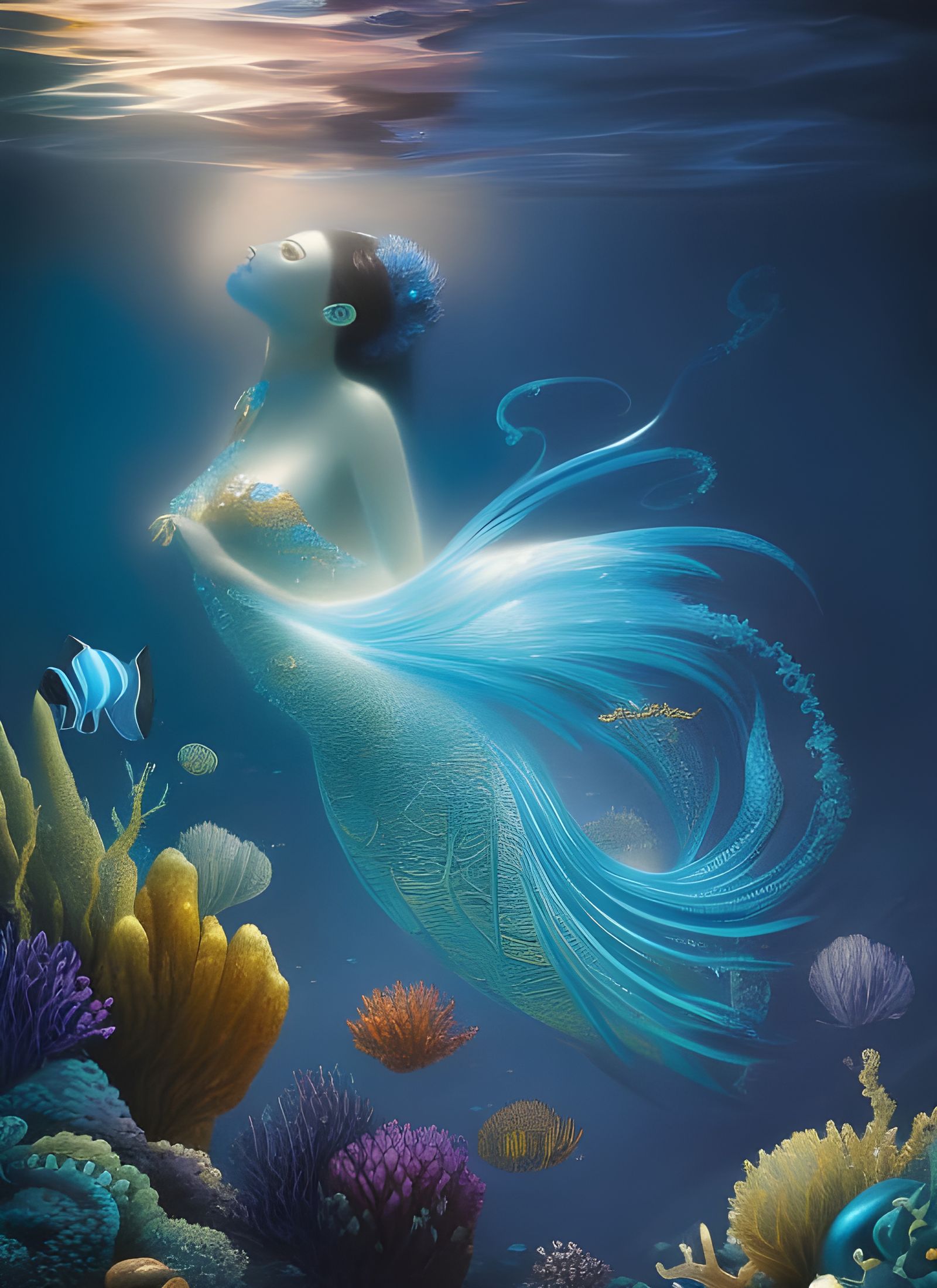 Liquid Sand Mermaid in Digital Art Style