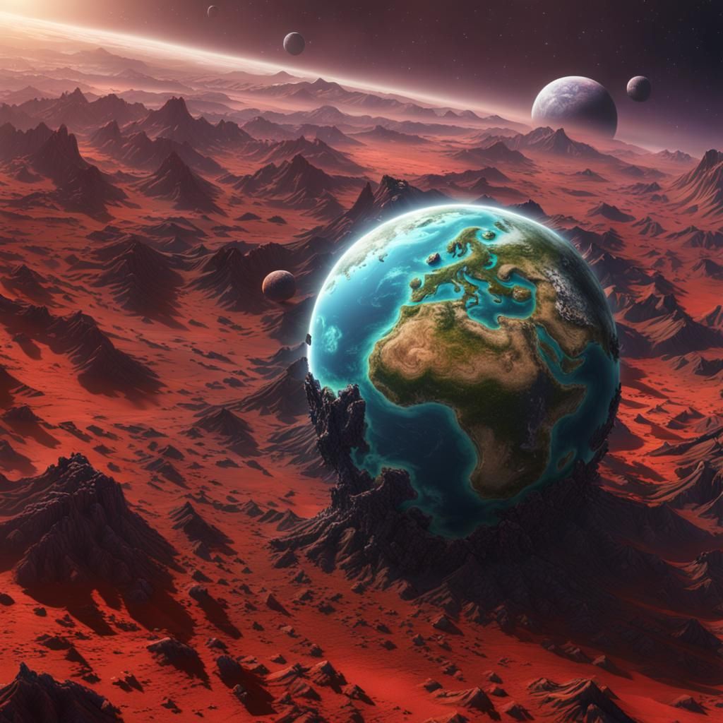 Exoplanet Earthlike Detailed Matte Painting