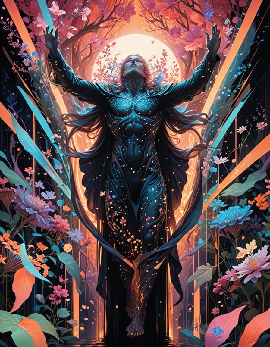 Ethereal Fantasy Being Amidst Enchanted Bloom