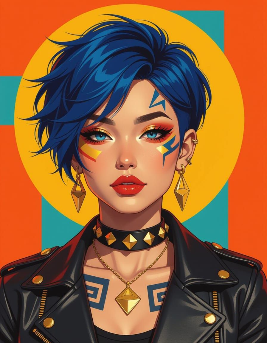 Japanese Woman Portrait in Pop Art Style