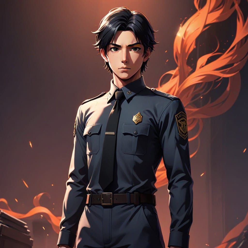 Adult Male Figure in Foundation Uniform, Anime-Style