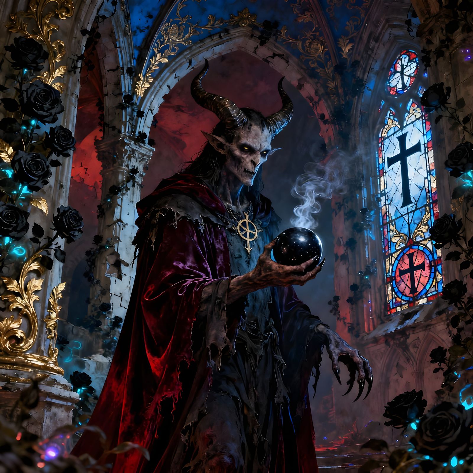 Sinister French Baroque Satanic Allegory in Gustave Doré Sty...