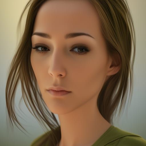 Realistic Shy Brown-Eyed Woman Concept Art