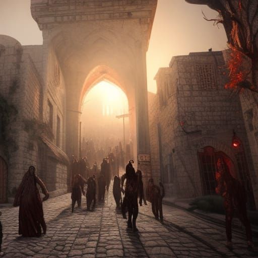 Zombies Invade Old Jerusalem: Detailed Matte Painting