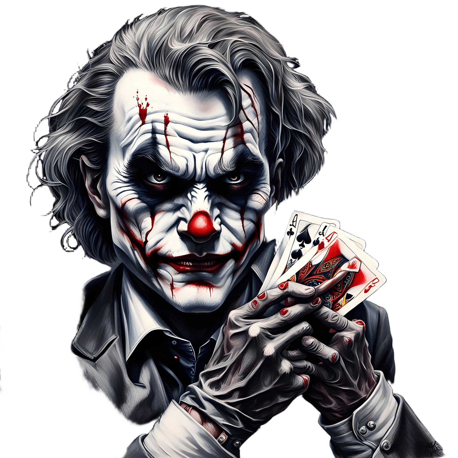 Macabre Joker Card Charcoal Drawing