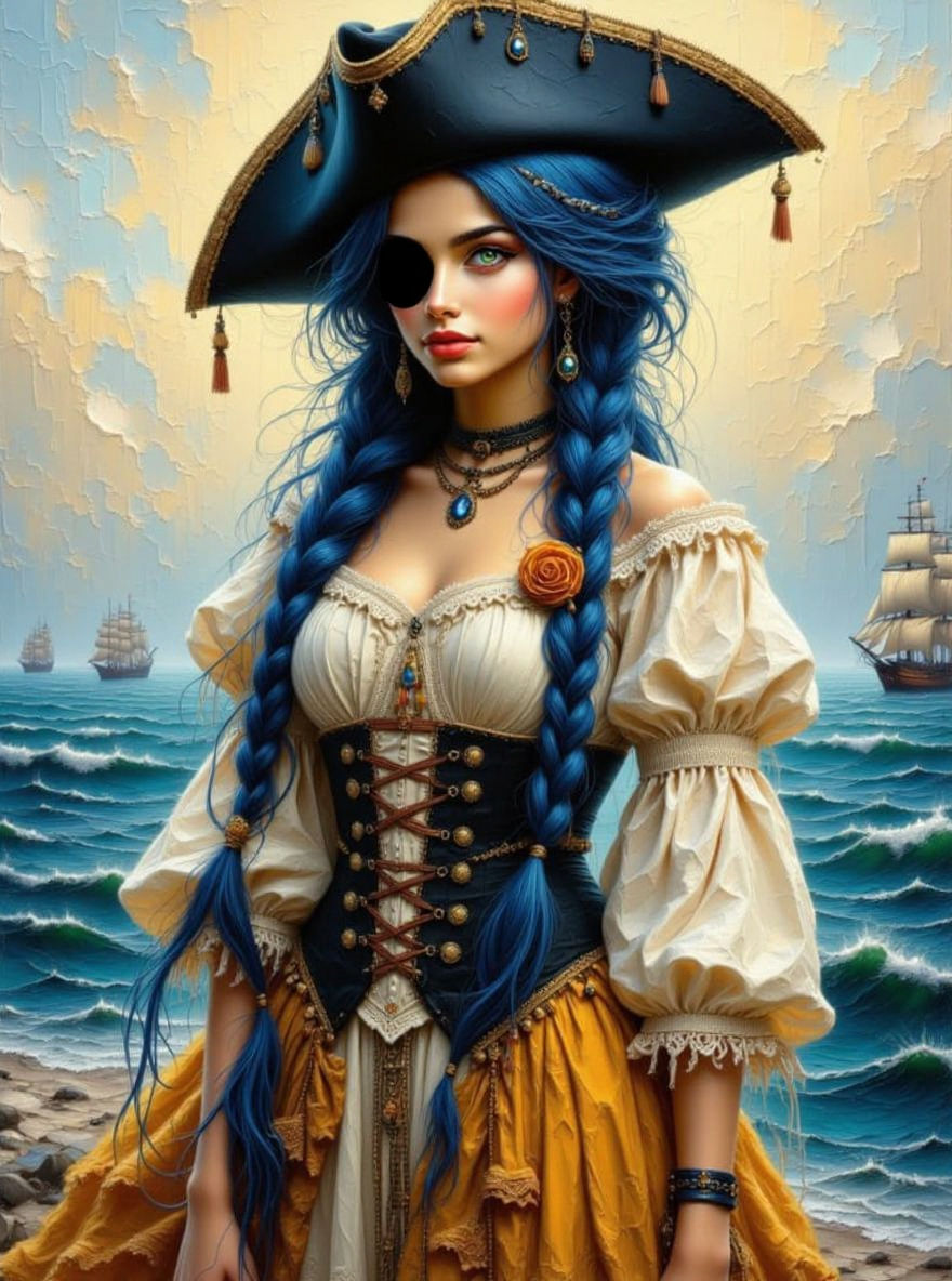 Pirate Queen Maeve with Dark Braided Hair