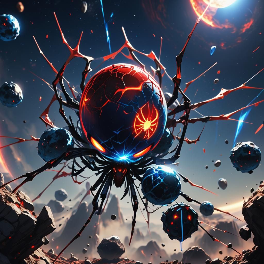 Spider Planet Launches Asteroids in Anime Style