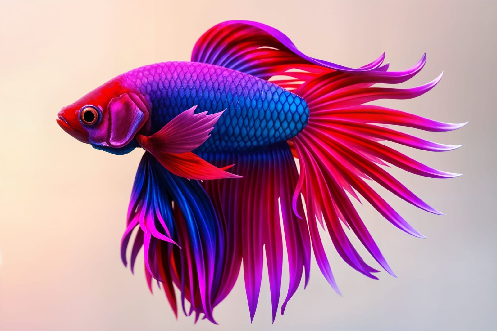 Glowing Siamese Fighting Fish in Iridescent Scales