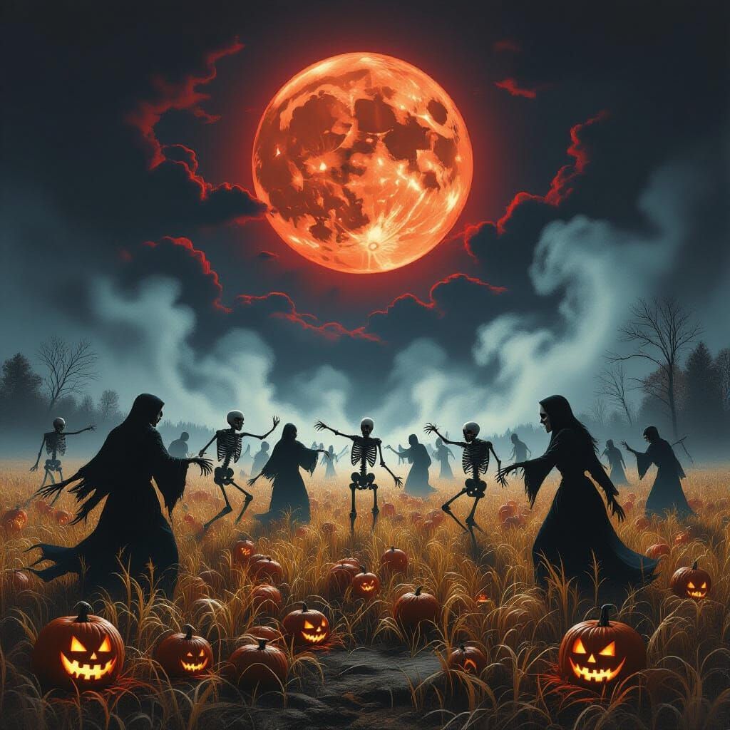 Ghostly Harvest Festival Under Blood Moon