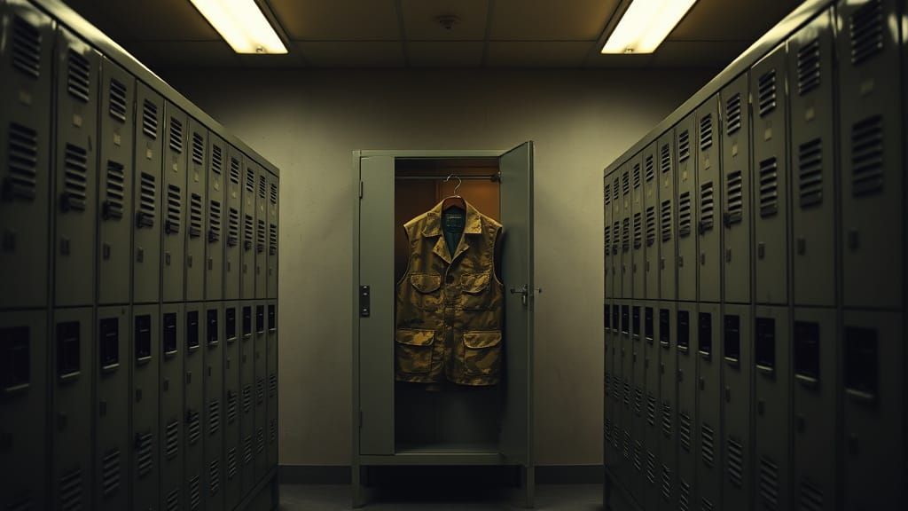Utilitarian Military Cloakroom with Classic Metal Lockers