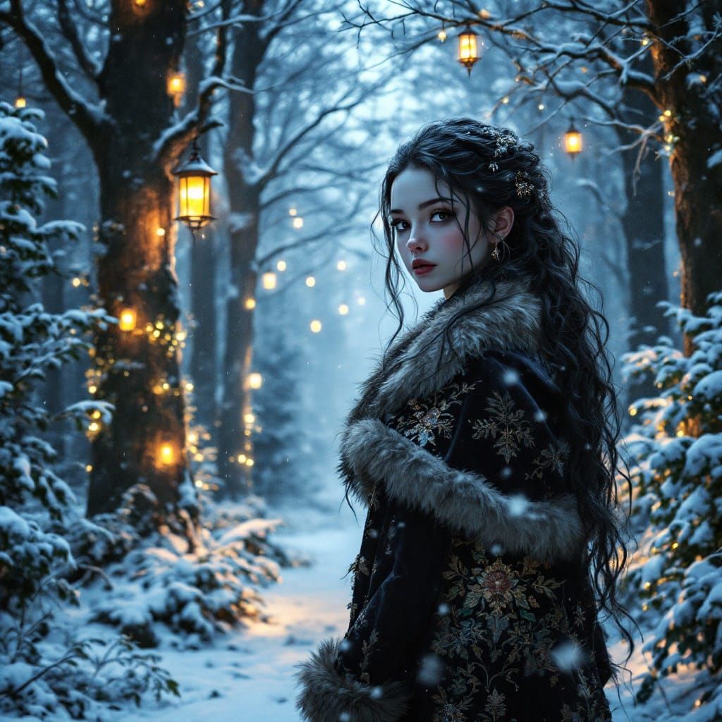 Whimsical Christmas Fantasy Scene in Detailed Matte Painting...