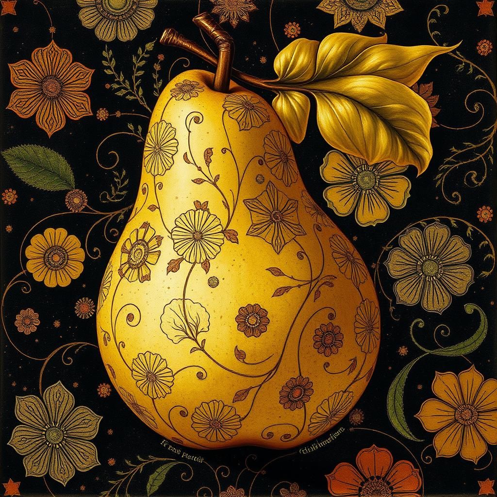 Intricate Pear in Fin-de-Siècle Style