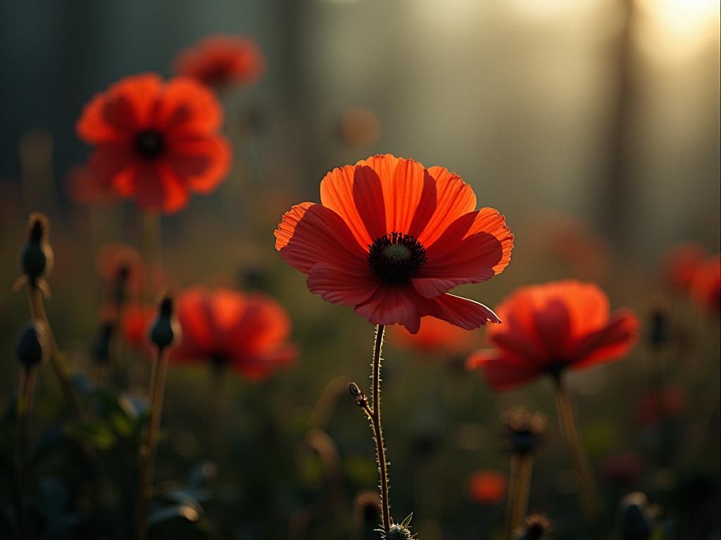 Vibrant Red Flowers Bloom in Cinematic Still