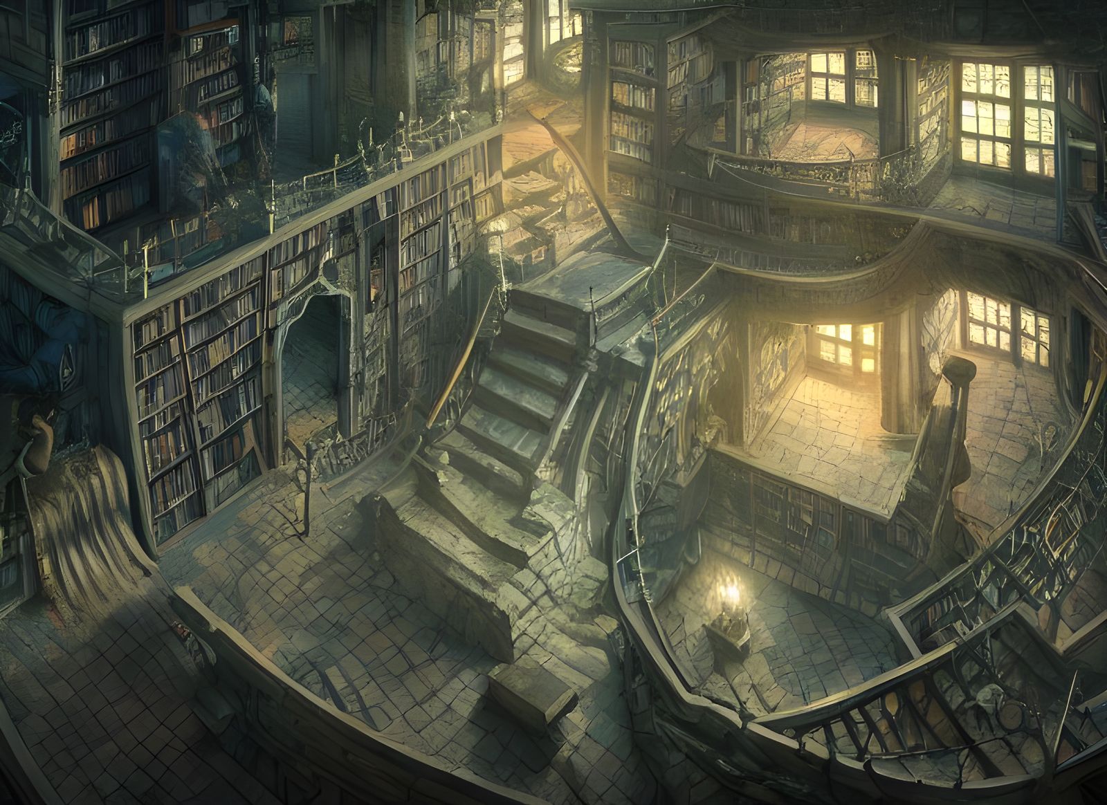 Labyrinthine Library Maze Concept Art