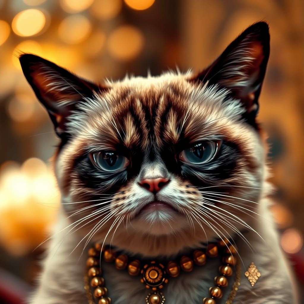 Sultry Art Deco Goddess with Grumpy Cat's Disdain