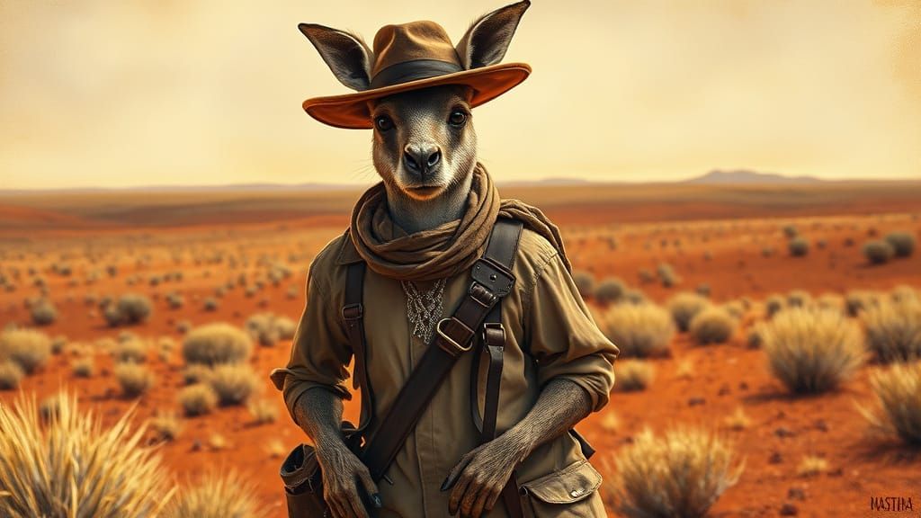 Confident Outback Kangaroo in Earthy Tones