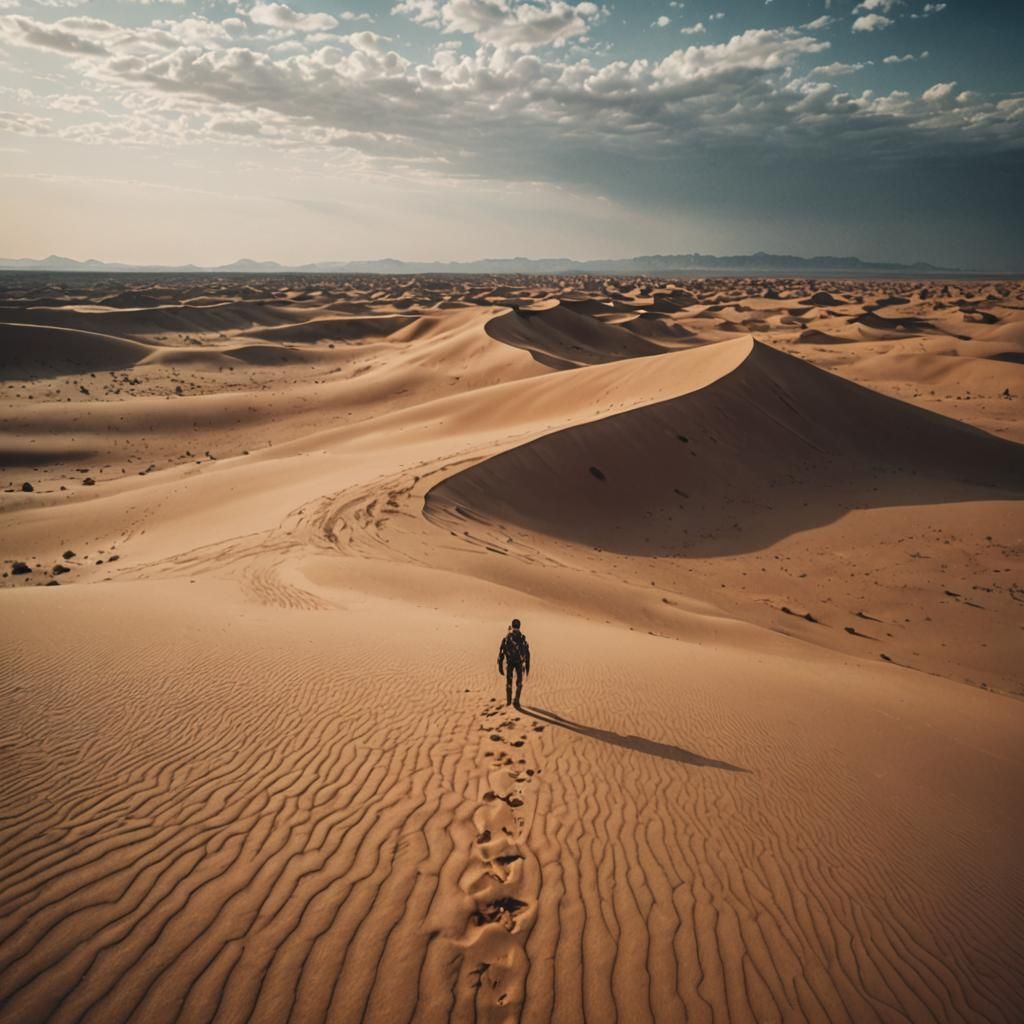Epic Sand Desert Under Vast Starry Sky