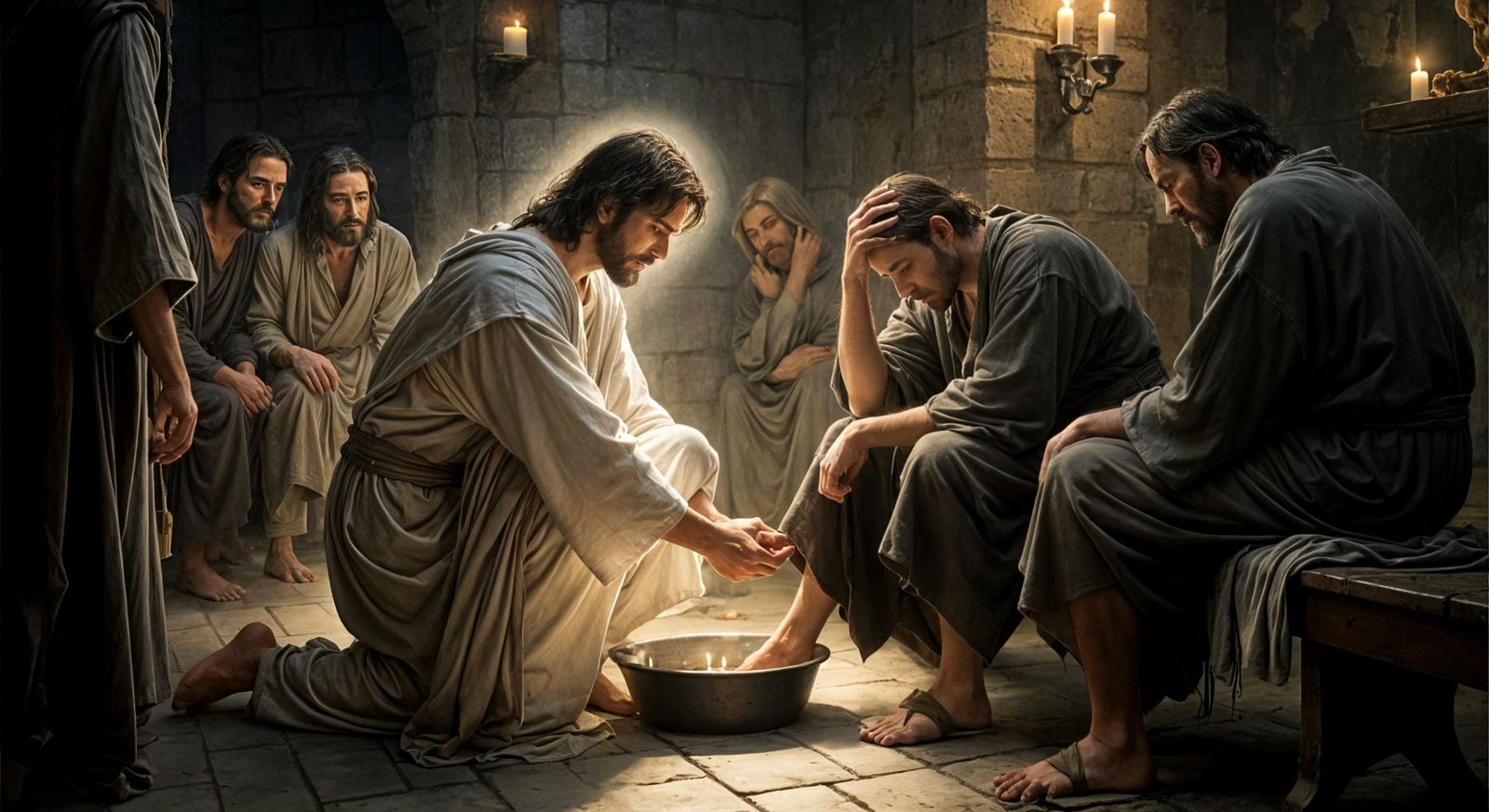 Divine Redemption in a Dimly Lit Chamber