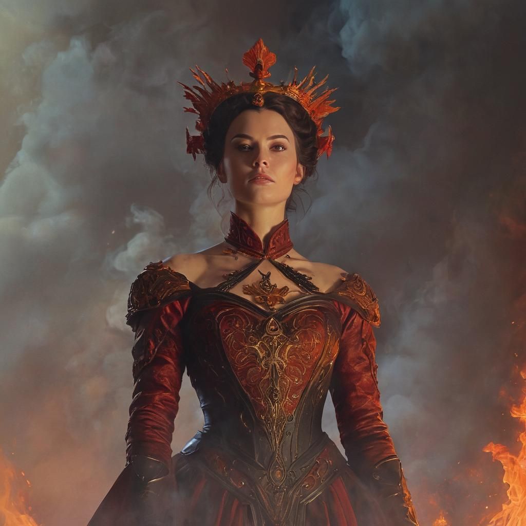 Epic Phoenix Queen in Gouache-Style Oil Painting