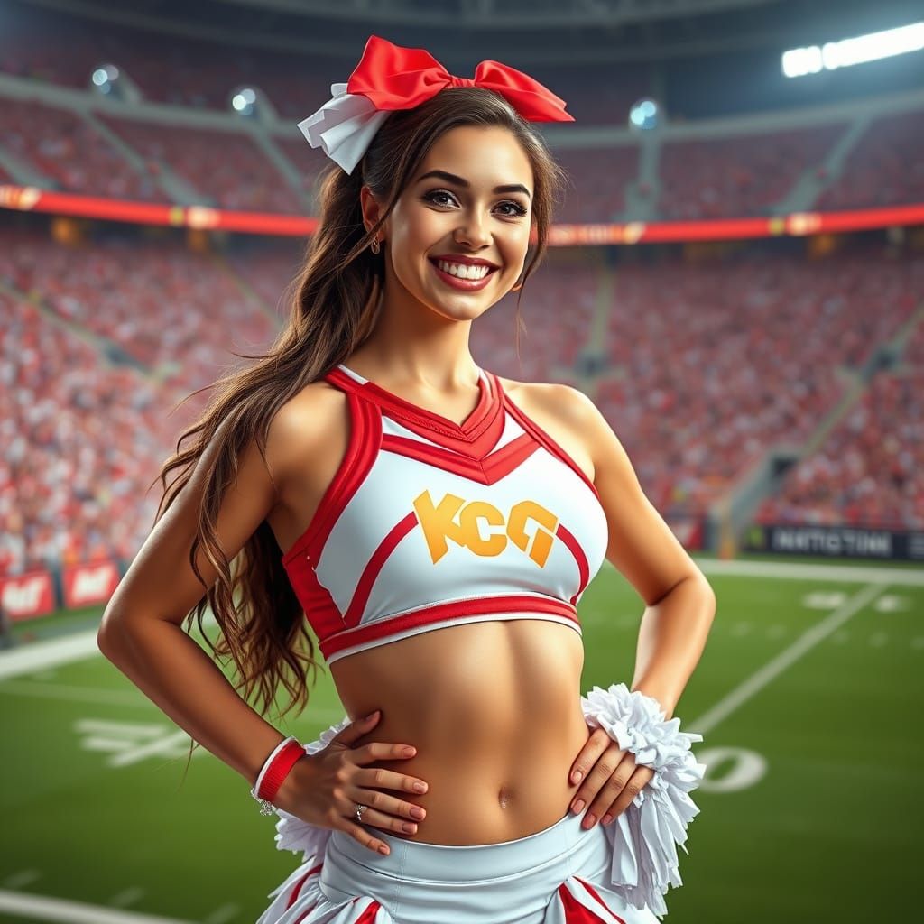 Hyper Realistic Cheerleader in Superbowl Stadium