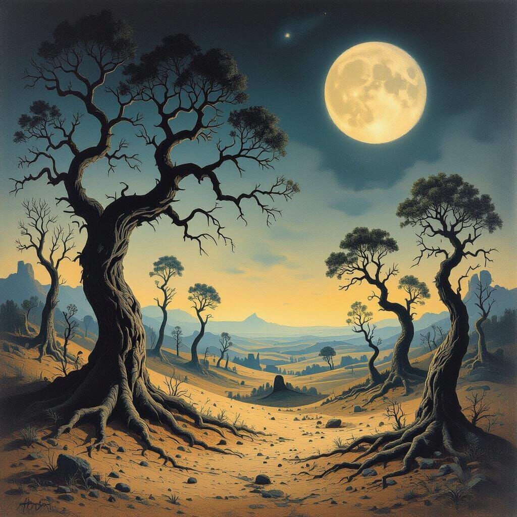 Surreal Dreamscape Landscape in a Dark Fantasy Style