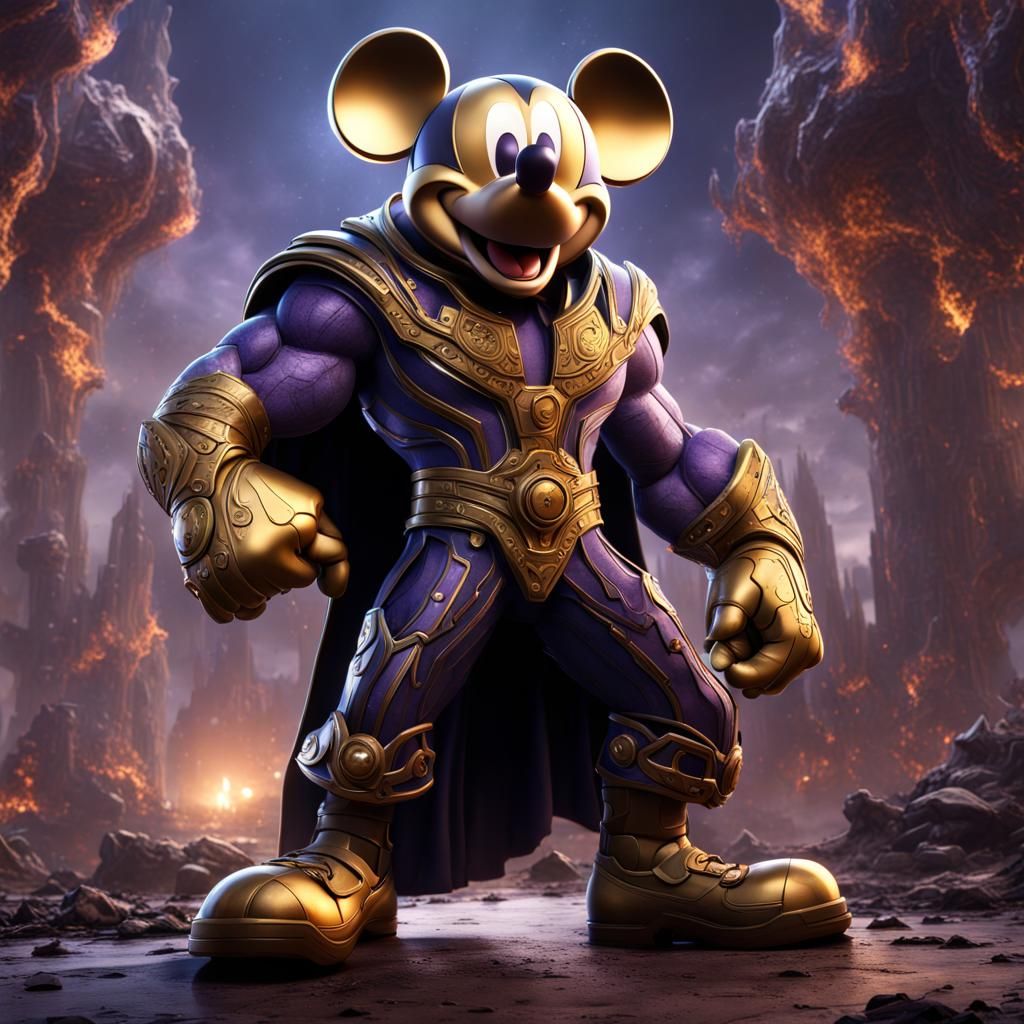 Evil Mickey Mouse as Thanos: Detailed Matte Painting