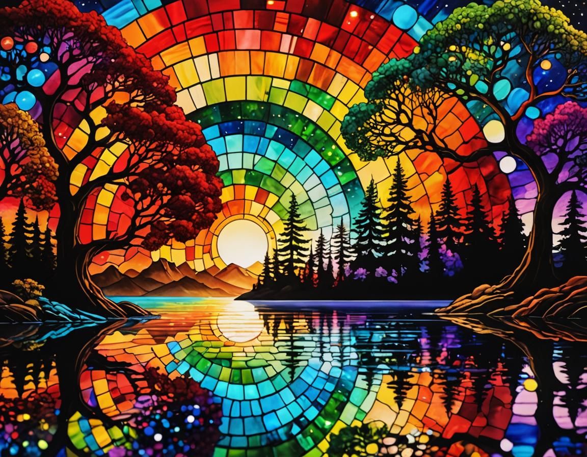 Stained Glass Rainbow Sunset 2
