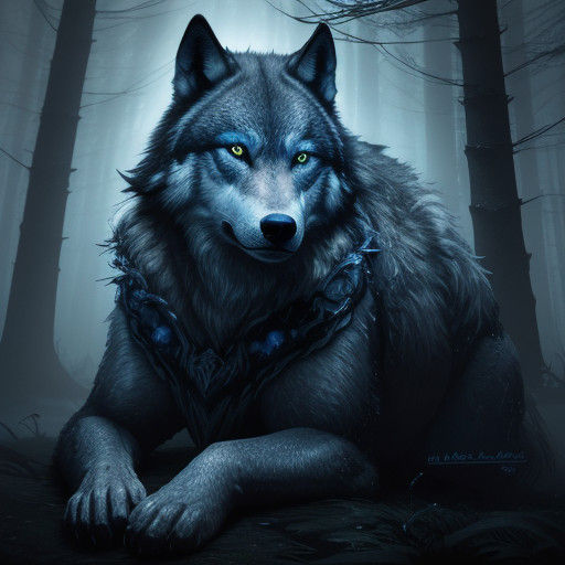 Mystical Wolves in Moonlit Forest