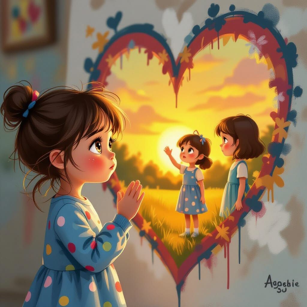 Girl with Glowing Eyes and Graffiti Art