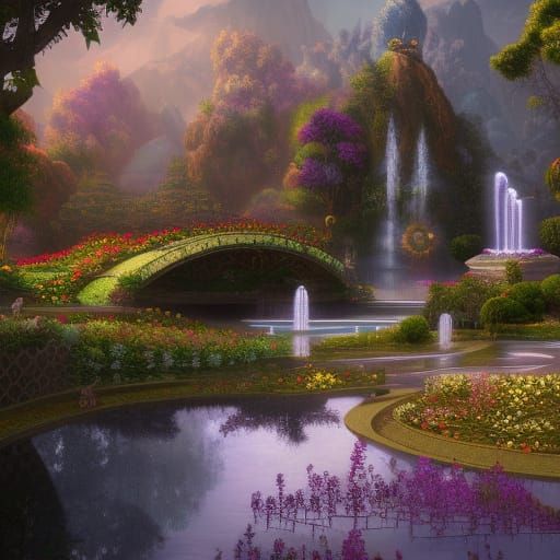 Heavenly Palace Water Garden: Fantasy Concept Art