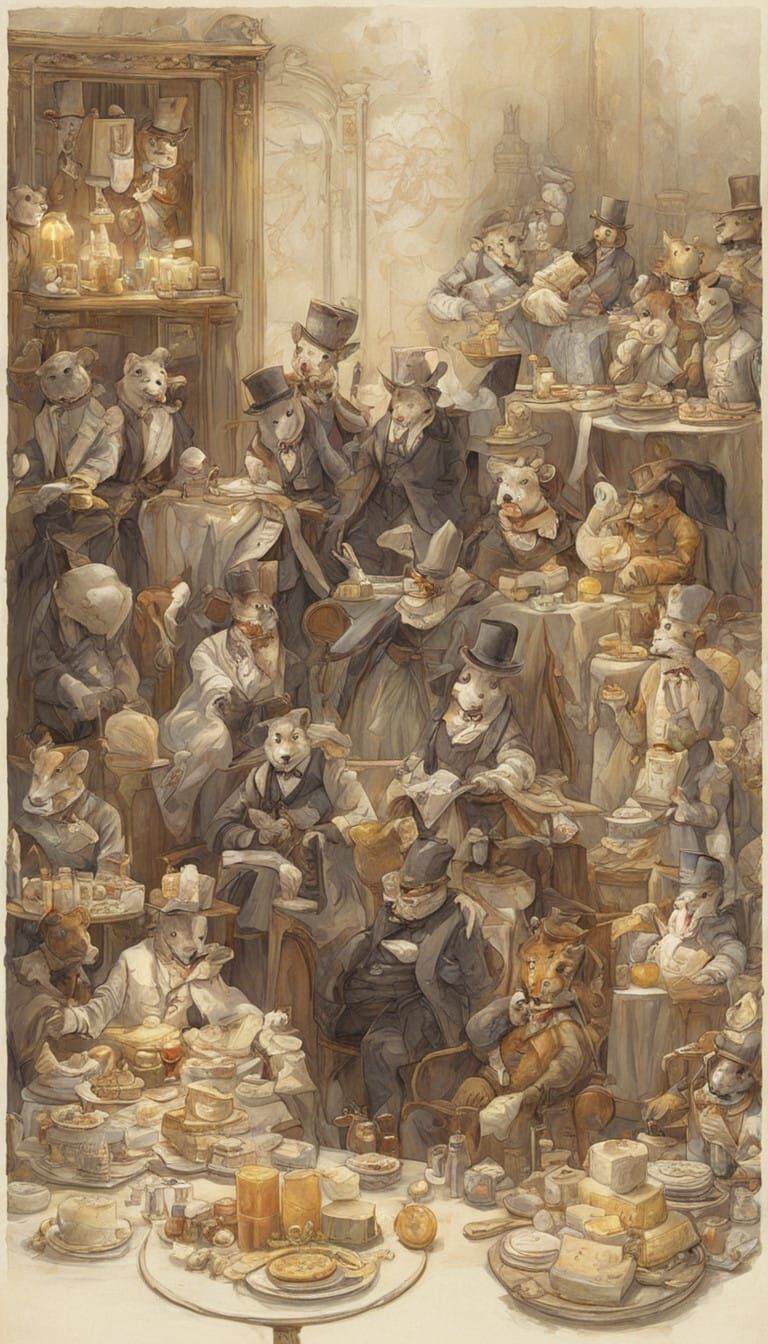 Victorian Mice Prepare for Secret Nighttime Gala