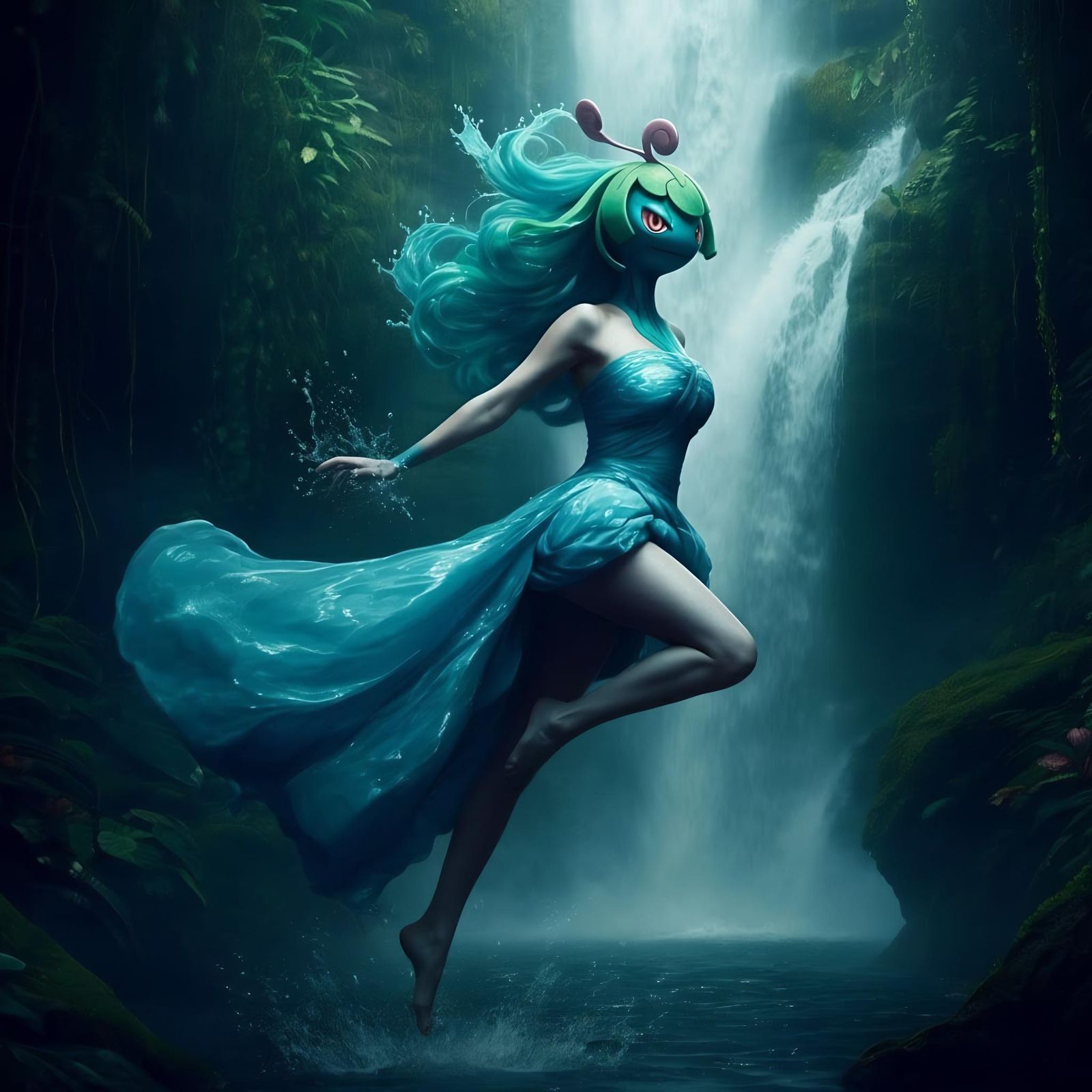 Lombre Pokemon Hybrid Girl: Stunning 8K Portrait