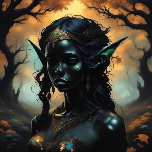 Ebony Elf in Dark Forest Noir