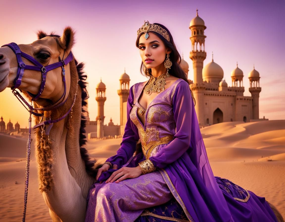 Arabian princess riding a camel