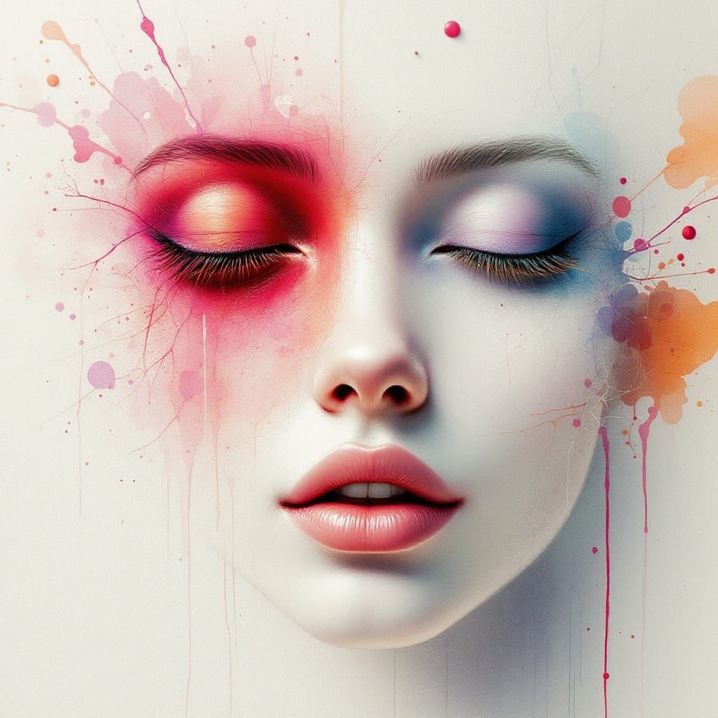 Ethereal Dream Goddess in Abstract 3D Watercolor Style